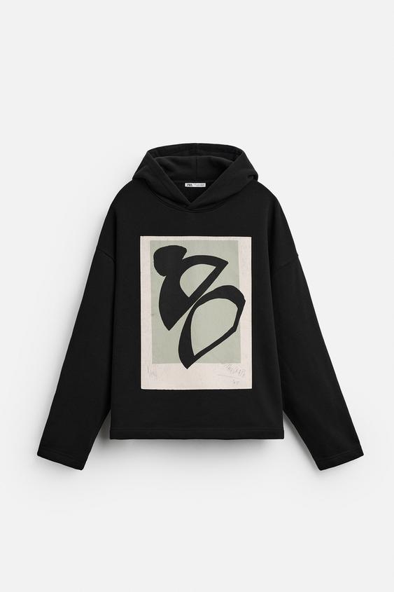 SWEATSHIRT MET BIJPASSENDE PATCH Zwart ZARA België / Belgique