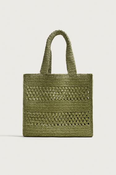 BOLSO SHOPPER TRENZADO - Verde de Zara