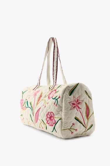 SAC MATELASSÉ BRODERIES CONTRASTE - Écru de Zara - Image 3