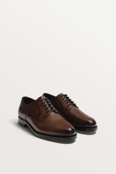 LEATHER DRESS SHOES - Brown by Zara