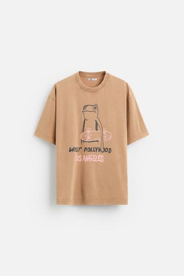 CAMISETA ESTAMPADO COMBINADO - Tostado de Zara
