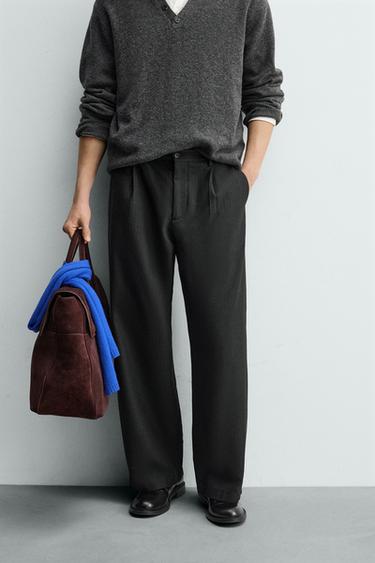 PINSTRIPED SUIT TROUSERS WITH PLEATS - Dark grey by Zara