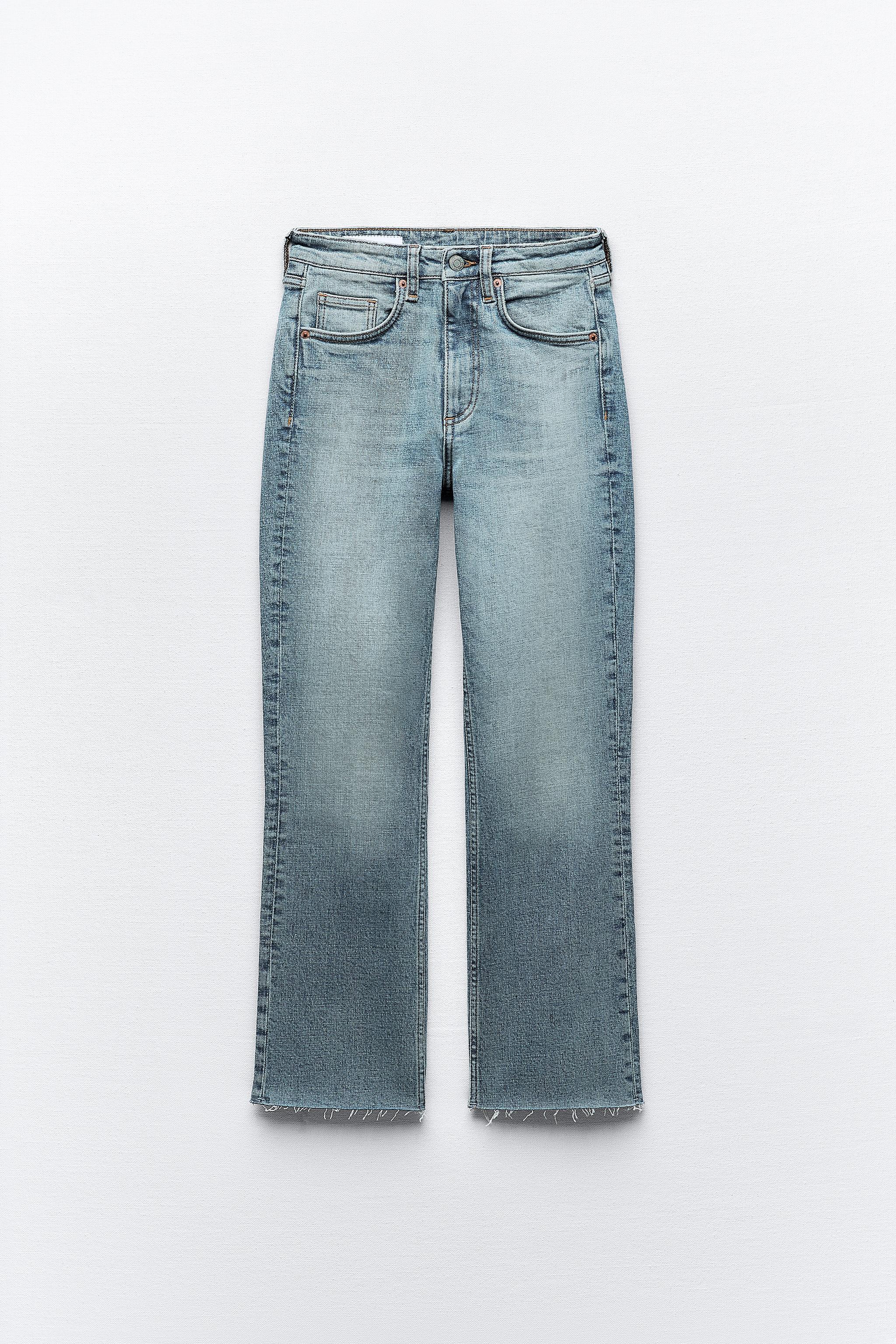 MID-RISE FLARED CROPPED TRF JEANS - Blue