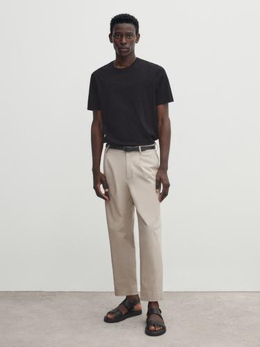 Zara 100% mercerised cotton T-shirt - Navy blue
