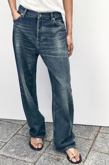 Zara RELAXED MID WAIST JEANS ZW COLLECTION - Indigo