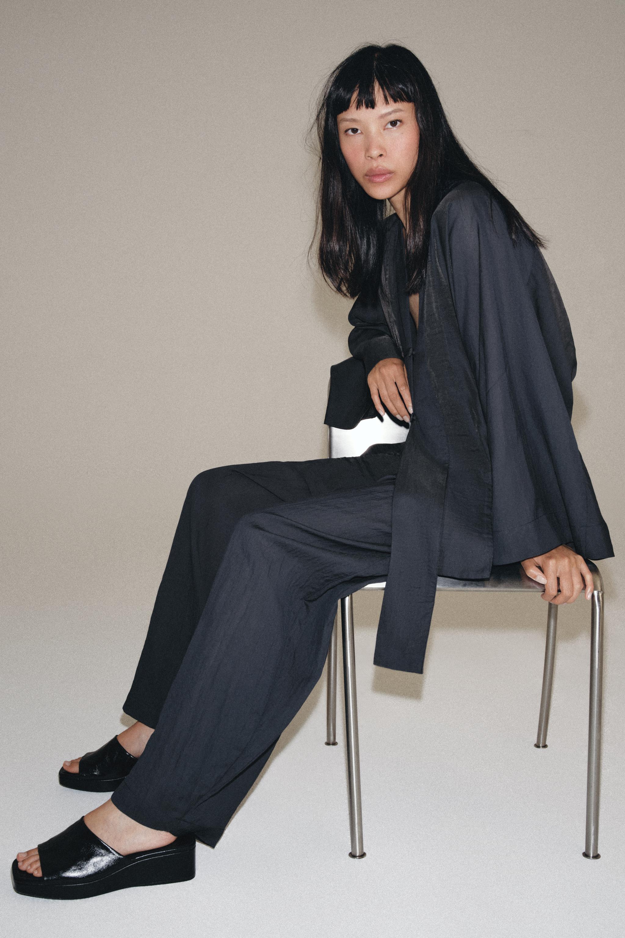 ZW COLLECTION WIDE-LEG PLEATED TROUSERS
