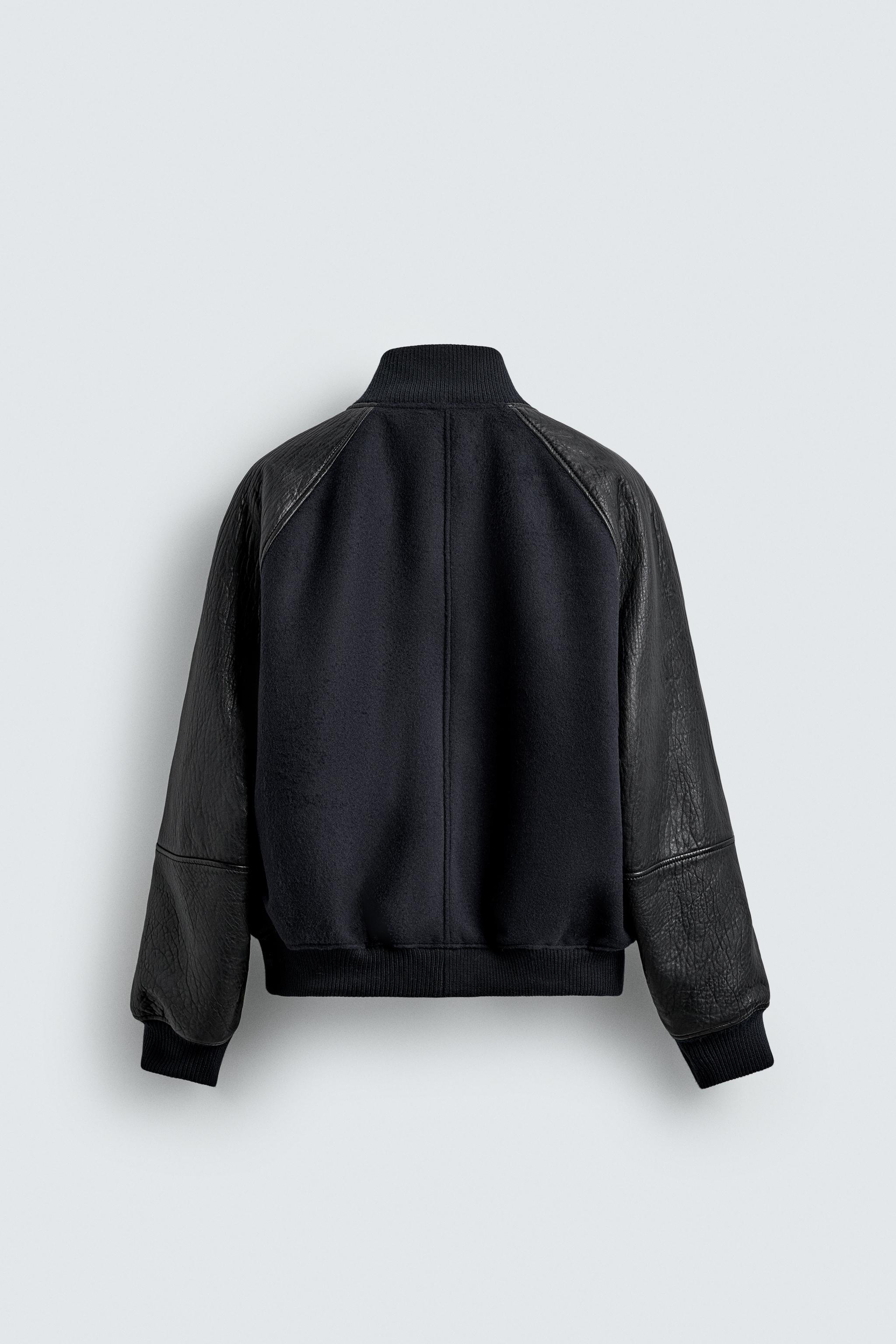 【年内限定値下】OAF POCKET DETAIL LEATHER BOMBER LEATHER COMBINATION BOMBER JACKET LIMITED EDITION - Dark