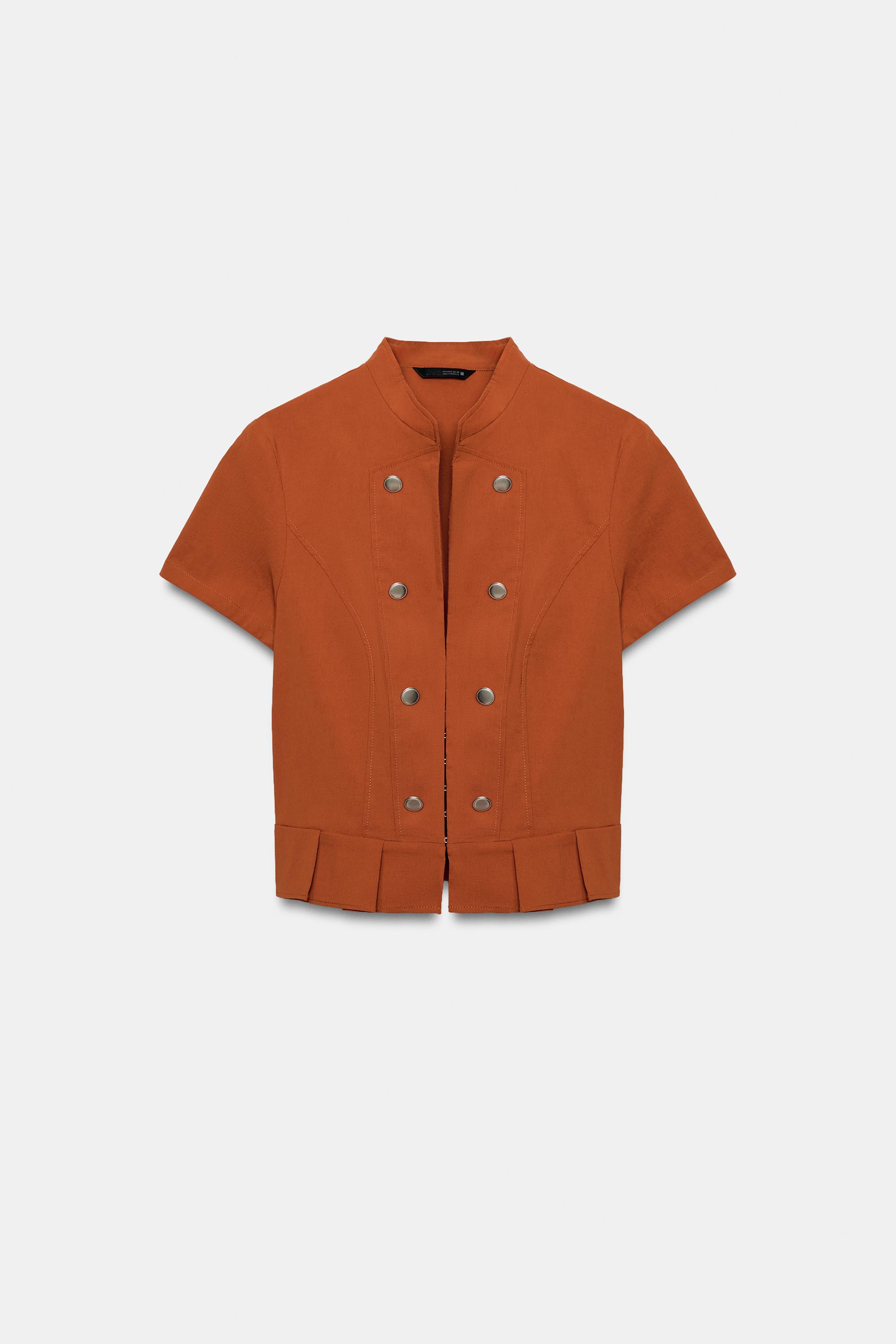 Женские рубашки Zara SHORT SLEEVE BUTTON TOP — фото 9