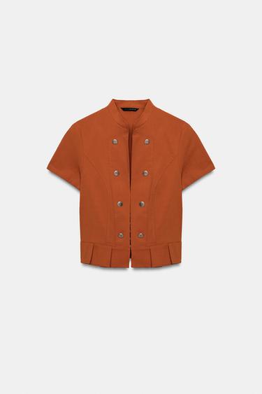 SHORT SLEEVE TOP WITH BUTTONS - Terracotta by Zara - Image 8