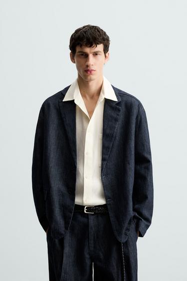 RELAXED FIT DENIM BLAZER - Indigo by Zara
