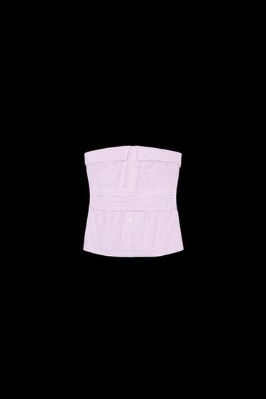 Zara STRAPLESS STRIPED TOP - Pink / White - Image 0