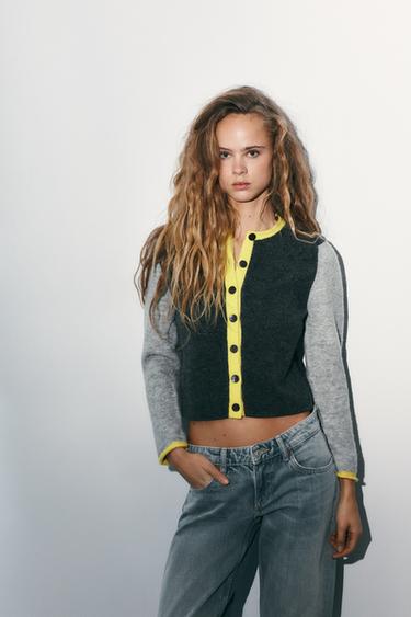 Zara COLOR BLOCK CARDIGAN - Multicolored