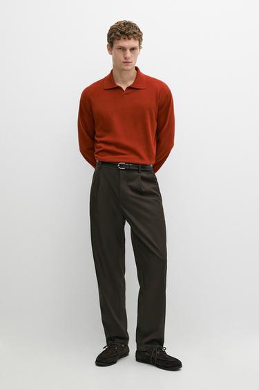 Zara Polo collar knit sweater - Tangerine - Image 0