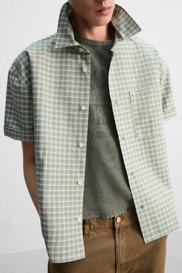 CHEMISE STRUCTURÉE OXFORD - Vert gris de Zara - Image 6