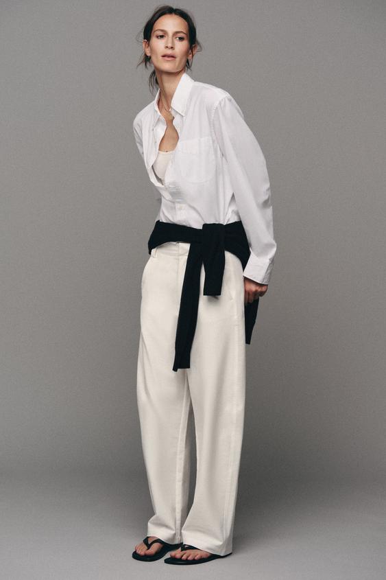 PANTALÓN BARREL - Crudo de Zara - Imagen 0