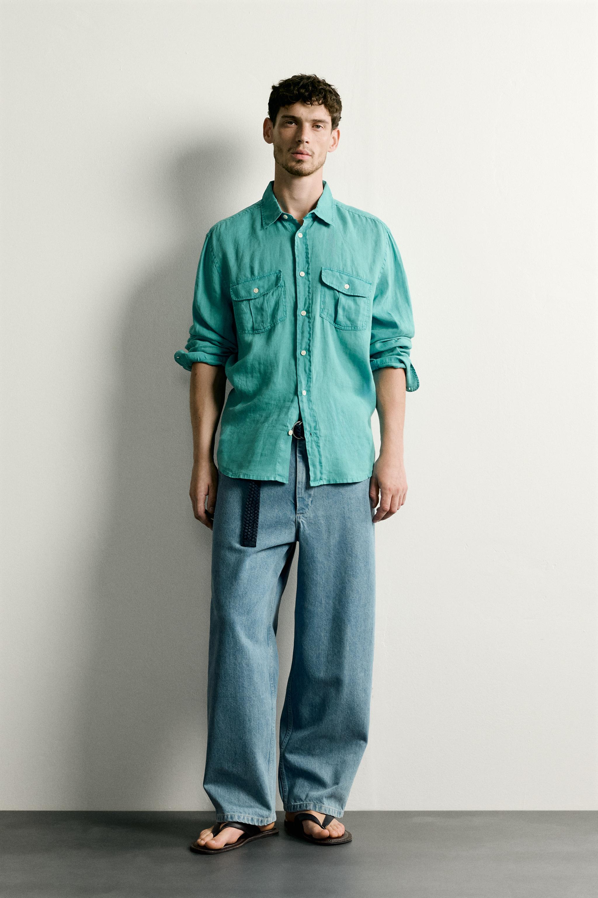 Zara RELAXED FIT %100 KETEN GÖMLEK