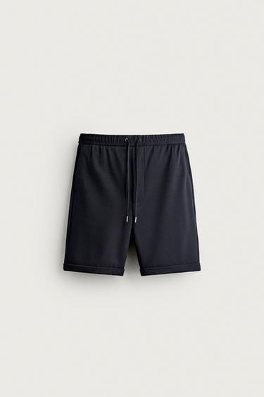 Zara REGULAR FIT COMFORT SHORTS - Navy marl