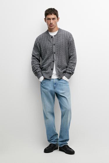 Zara Braided knit bomber cardigan - Anthracite grey - Image 0