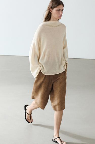 Bermuda de costume en lin mélangé - Marron clair de Zara