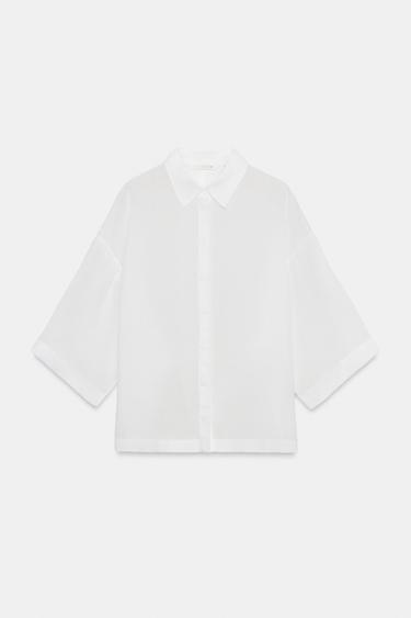 CAMISA FLUIDA OVERSIZE ZW COLLECTION - Blanco de Zara