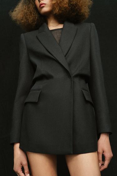 DOUBLE-BREASTED BLAZER WITH PUFF WAIST & SHOULDER PADS - Black by Zara