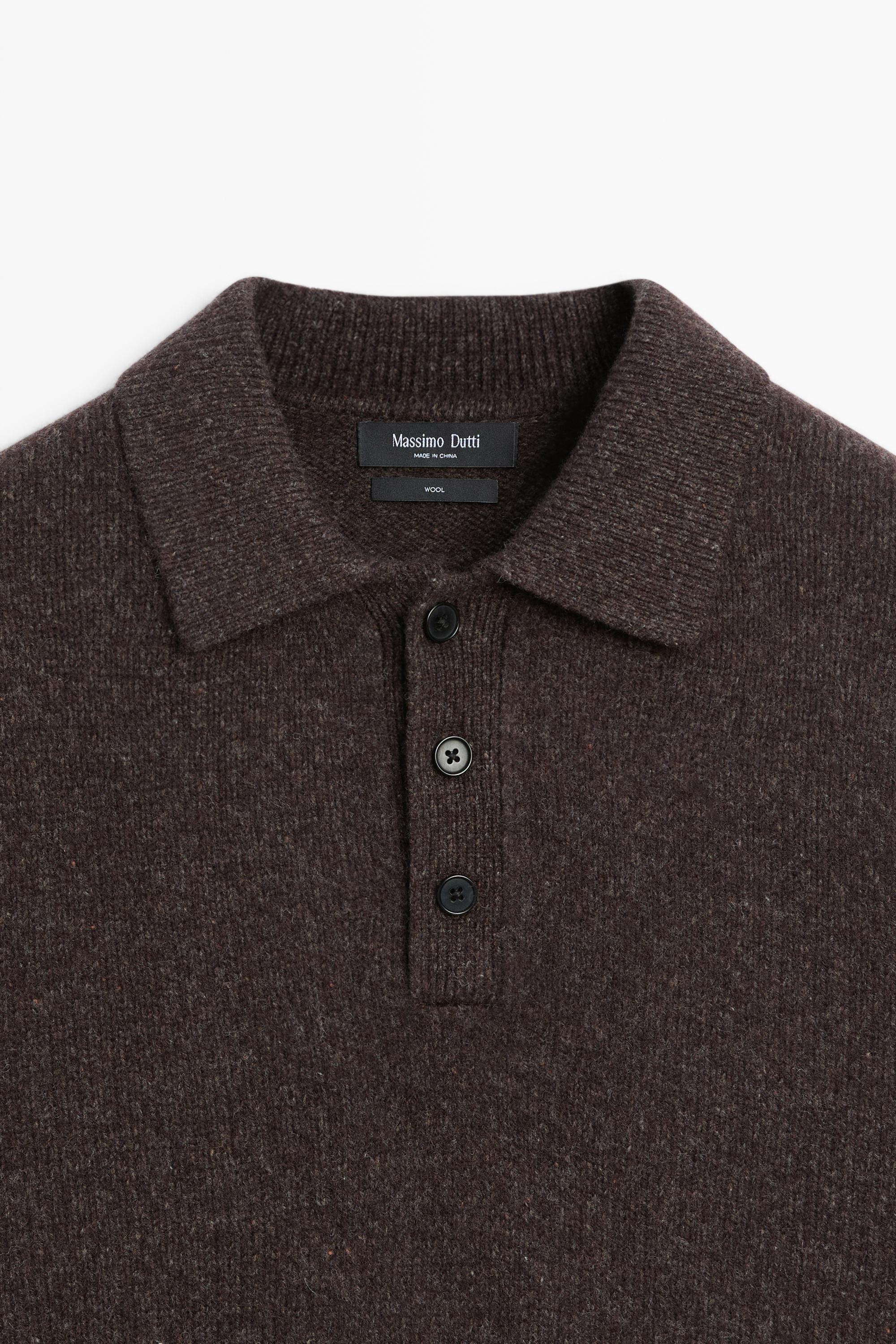 Pull polo en maille à boutons 100 % laine