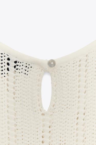 POINTELLE KNIT MIDI DRESS WITH BELT - Ecru by Zara - Image 6