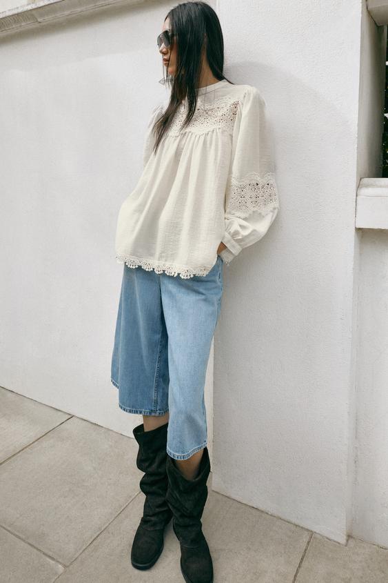 ROMANTIC LACE BLOUSE - Ecru by Zara - Image 0