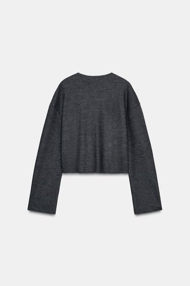 FLORAL RIBBED CARDIGAN - Grey by Zara - Image 4