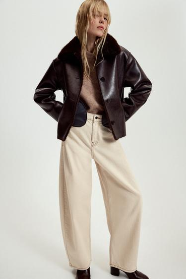 Z1975 MID-WAIST BARREL JEANS - Ecru by Zara