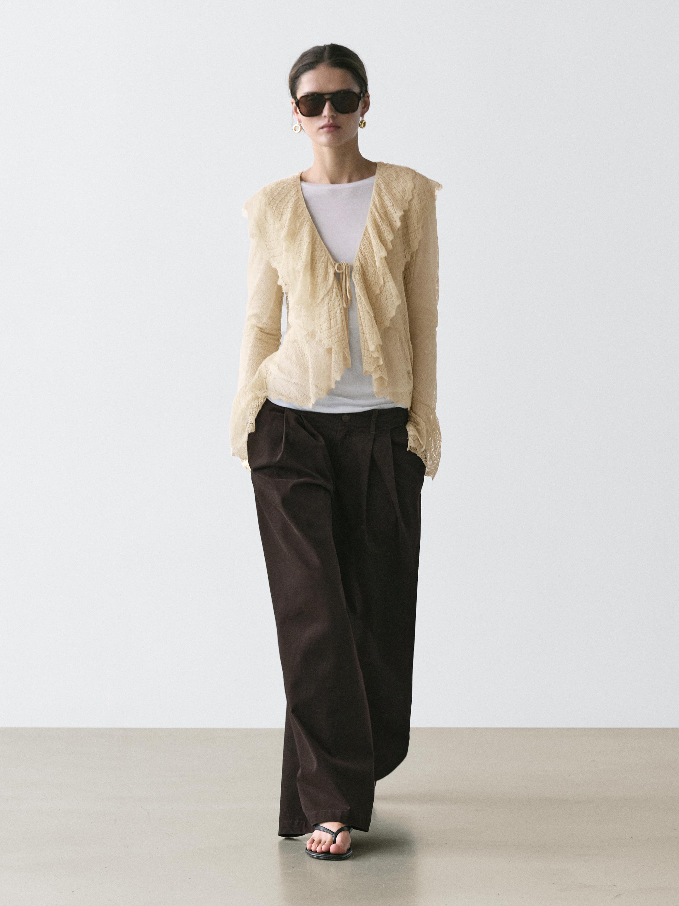 Wide-leg trousers with darts — Dark mink