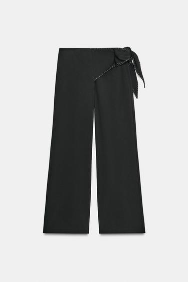 PANTALONI CON LACCETTO E IMPUNTURE - Nero di Zara