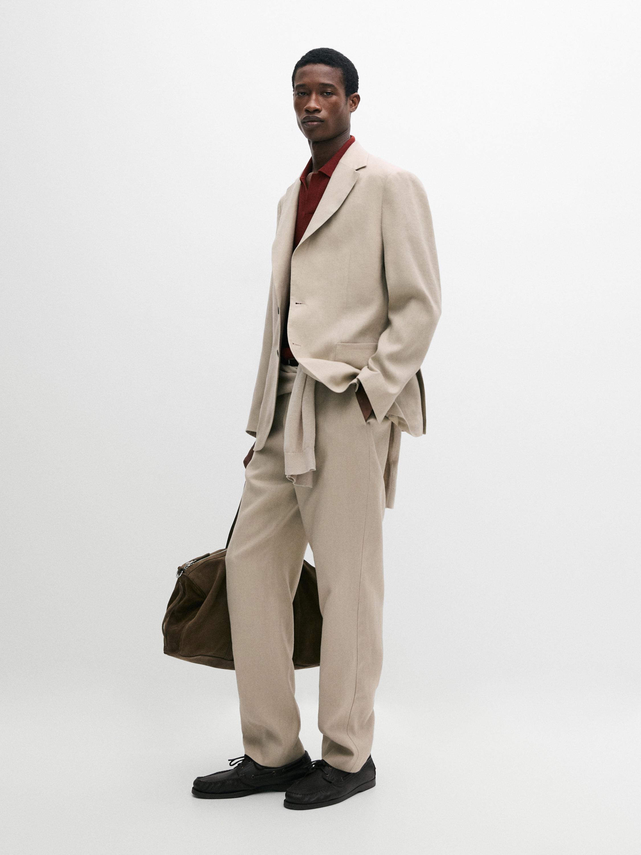 Linen suit pants — Beige