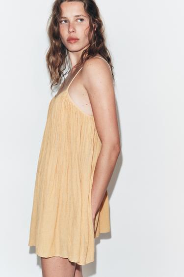 ROBE COURTE TEXTURÉE À VOLUME - Orange brûlé de Zara - Image 3