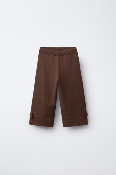 KNIT CULOTTES WITH BOWS - Chocolate by Zara