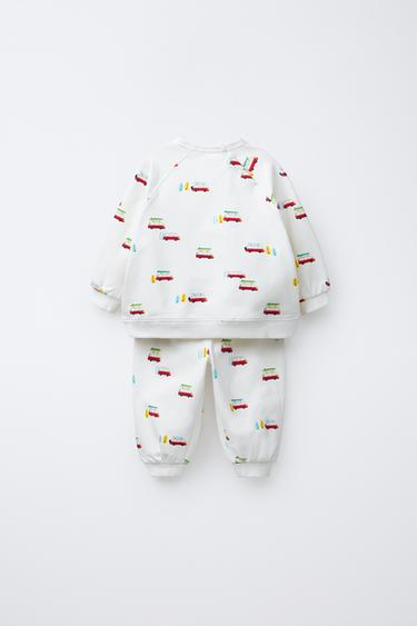 PRINTED SWEATSHIRT AND TROUSERS SET - Mid-green by Zara - Image 1