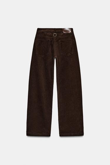 PANTALON DROIT EN VELOURS CÔTELÉ - Marron de Zara - Image 6