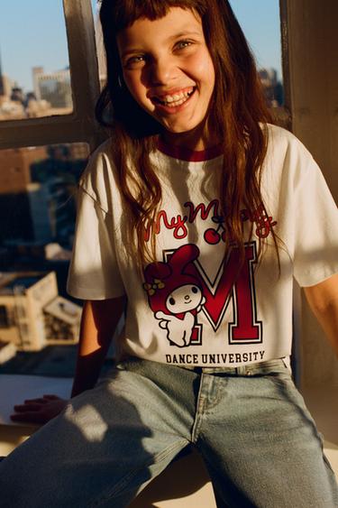 Zara MY MELODY AND CINNAMOROLL © SANRIO FLOCKED T-SHIRT - White