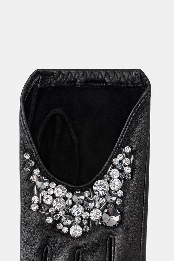 MITONES COURTS CUIR 100% BIJOUX - Noir de Zara - Image 2