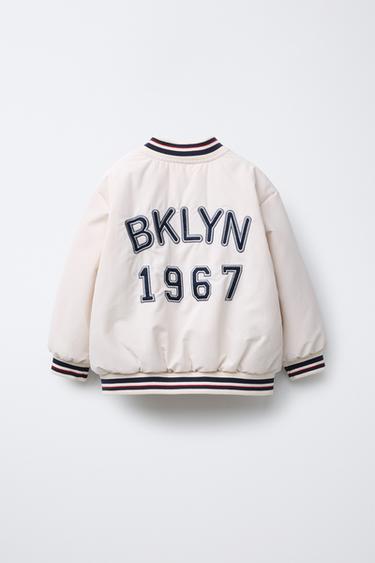 VARSITY BOMBER JACKET - Ecru by Zara - Image 1