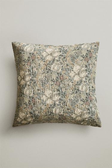 MORRIS & CO. LEAVES CUSHION COVER - Green by Zara