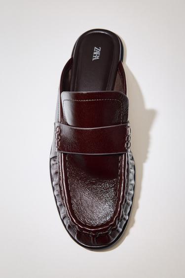 LEATHER MULE LOAFERS - Brown by Zara