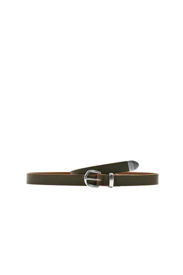 CEINTURE EN CUIR - Kaki de Zara