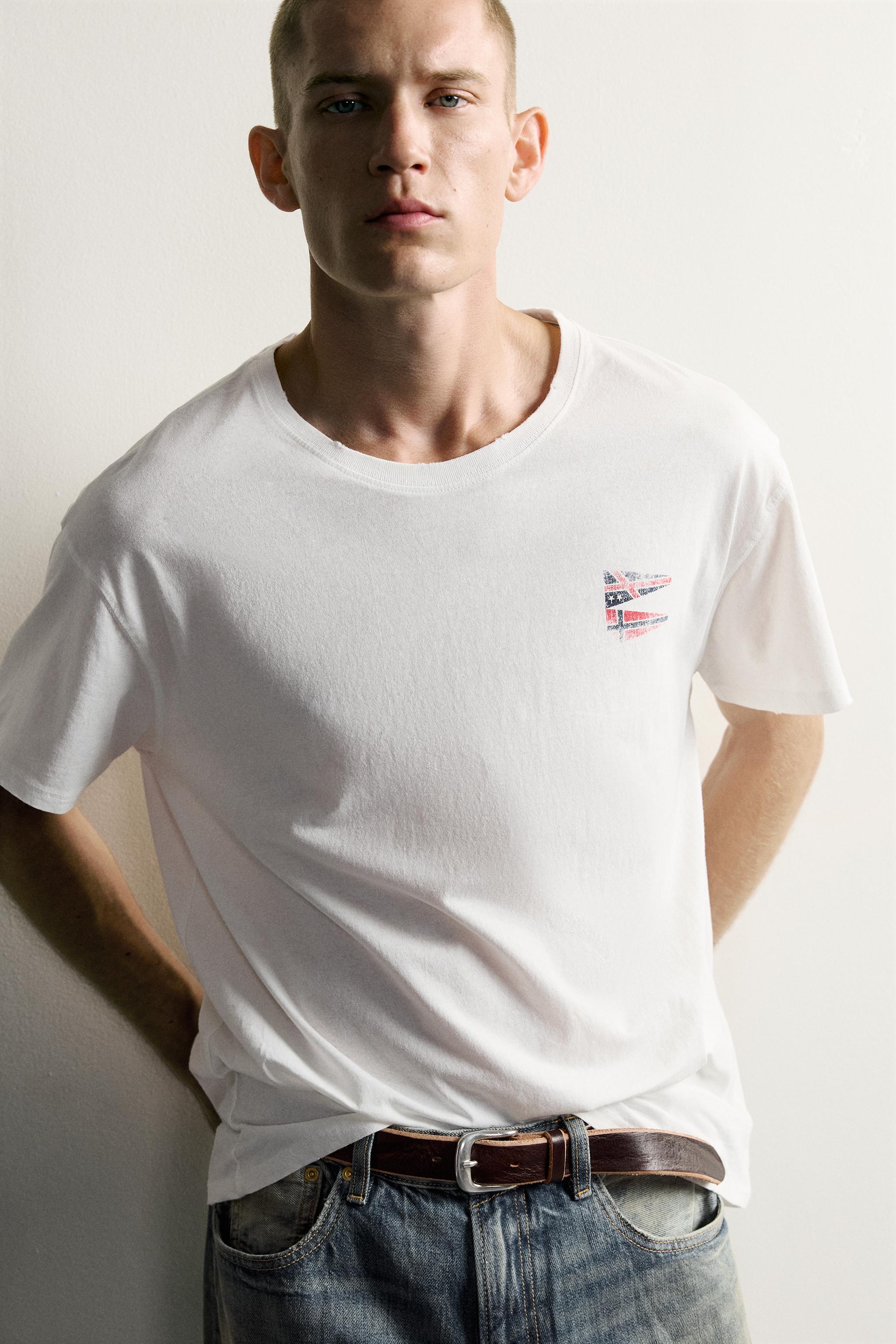 Мужские футболки Zara FLAG PRINT T-SHIRT — фото 5