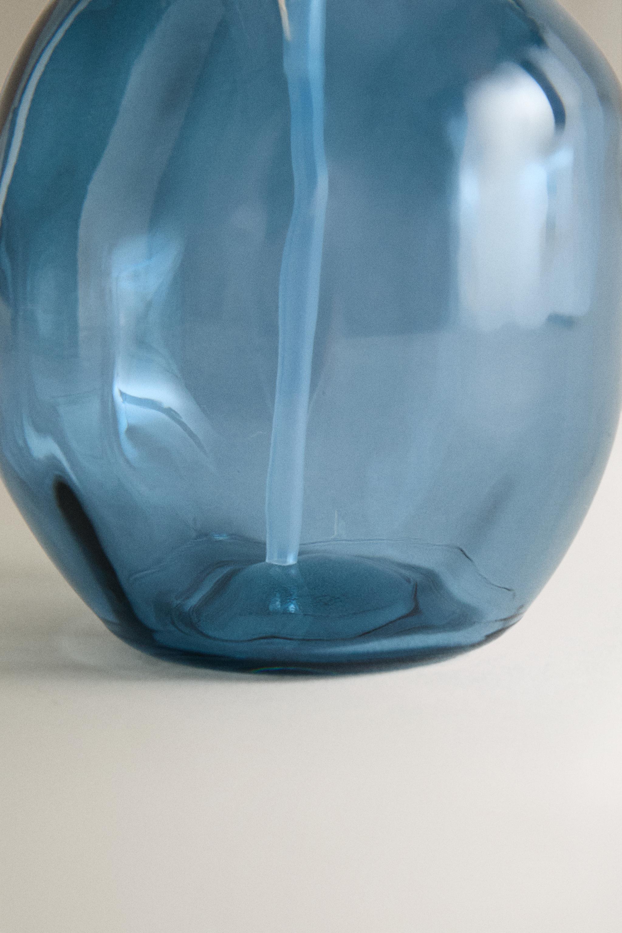 TRANSLUCENT BLUE GLASS SOAP DISPENSER