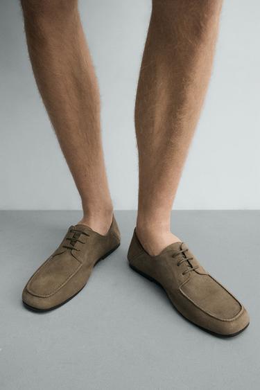 CASUAL LEATHER SHOES - Taupe Grey by Zara - Image 2