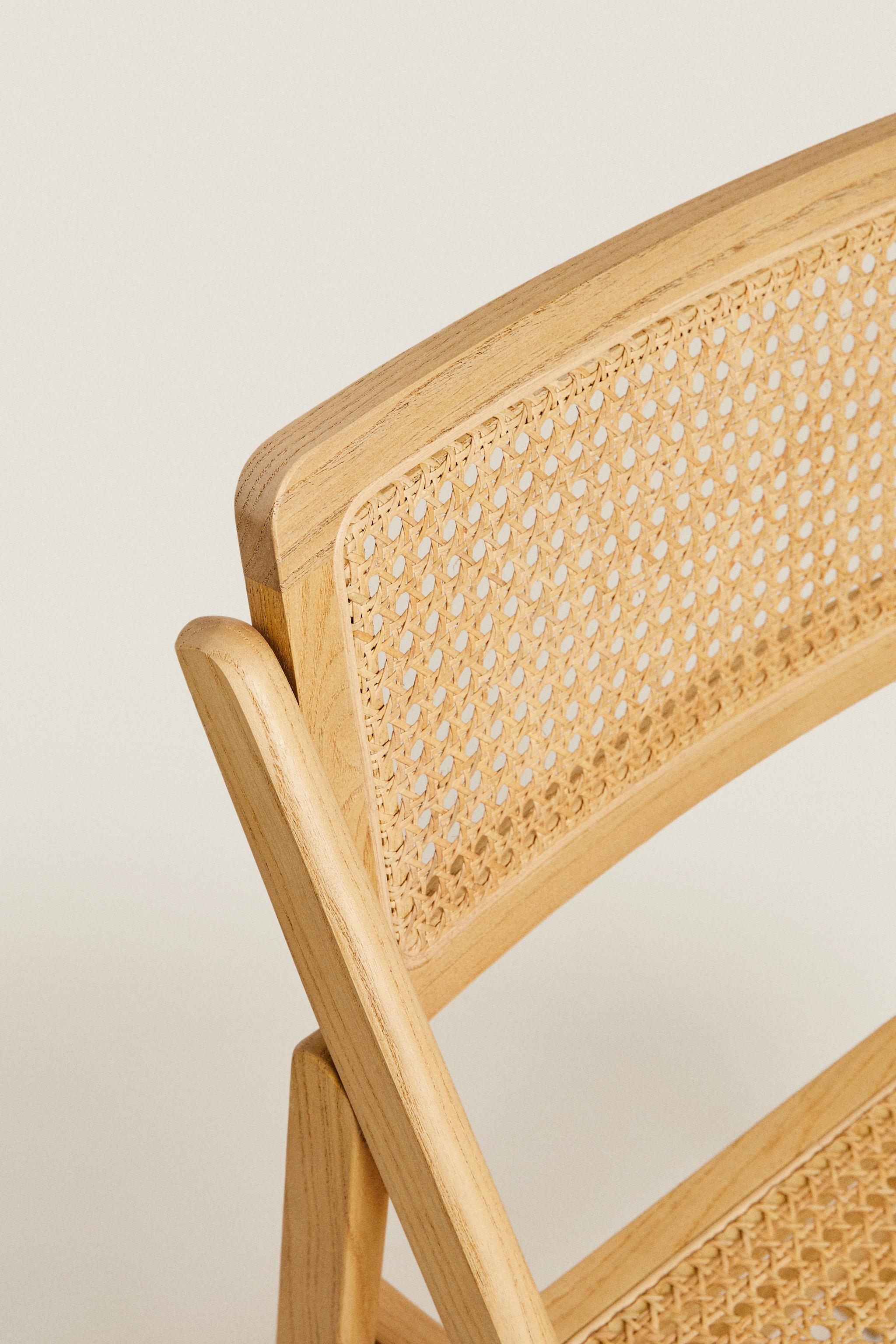 CHAISE PLIANTE BOIS ET ROTIN