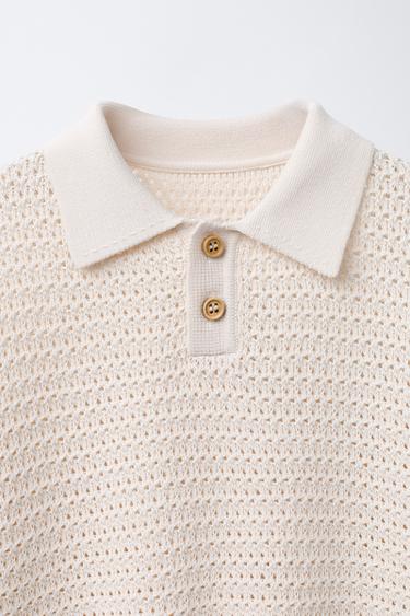 KNIT CROCHET JUMPER - Ecru by Zara - Image 2