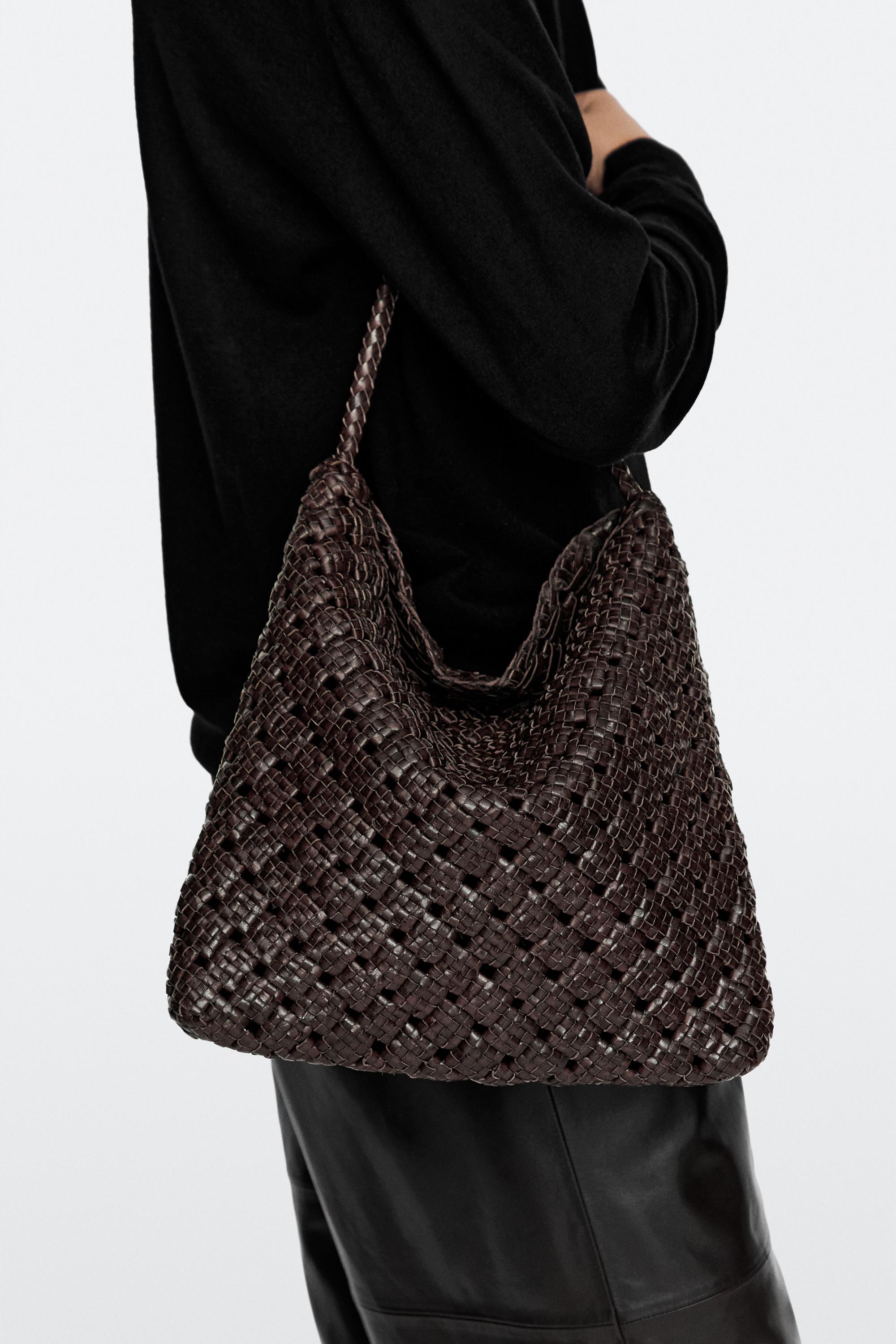 Sac moyen tressé en cuir nappa