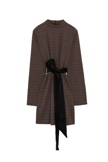 TEXTURED WEAVE DRESS WITH BELT